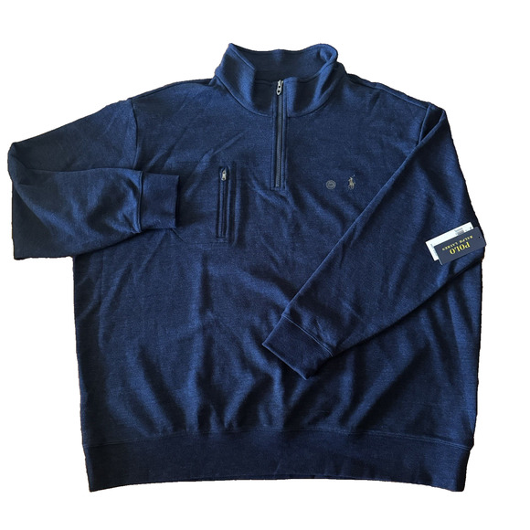 Polo Ralph Lauren Mens 3XB Navy Quarter Zip Pullover Sweater Big & Tall New NWT - Picture 1 of 13